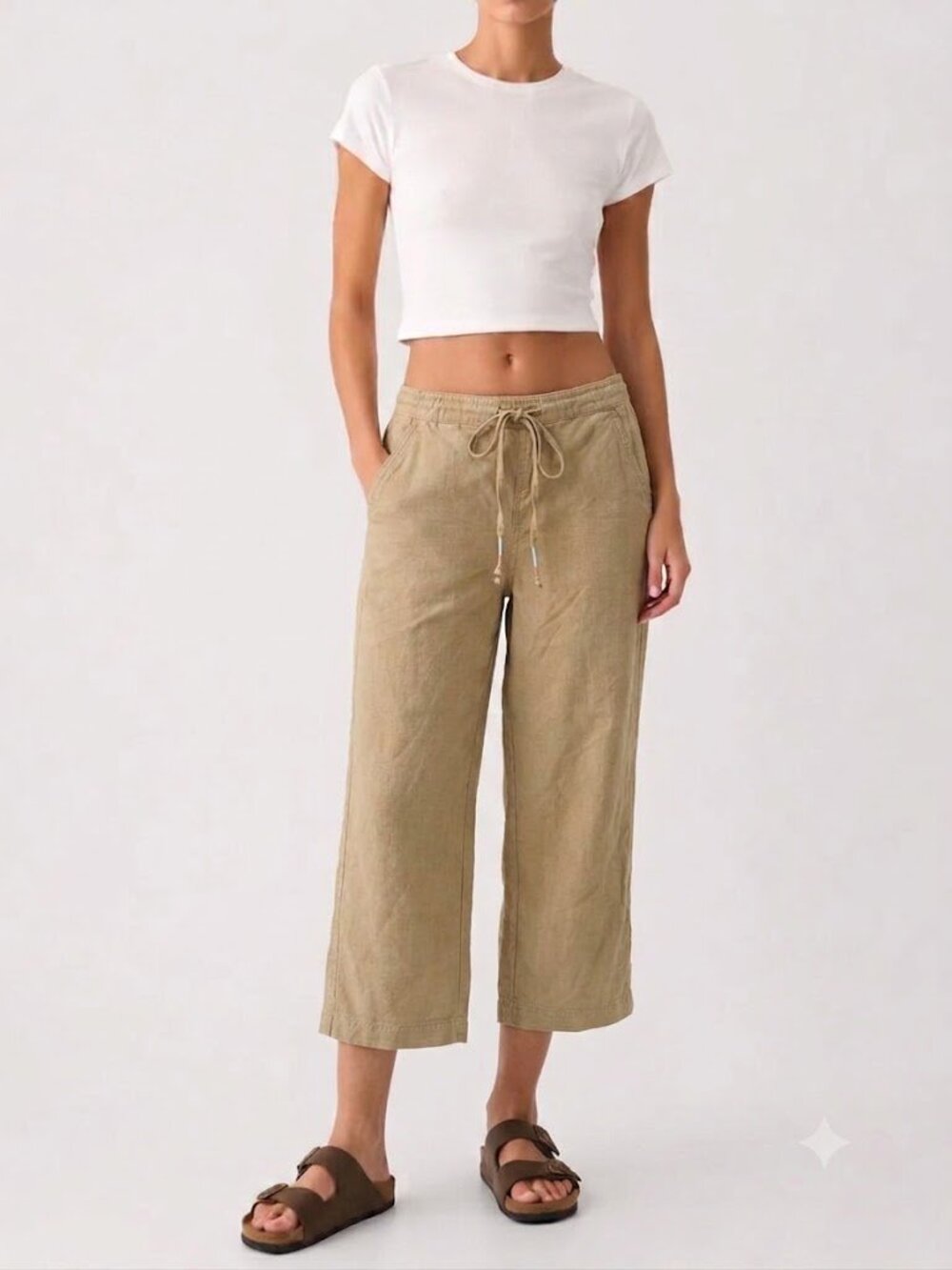 J.Crew Linen Blend Pull-On Pants Khaki Beige Size XS